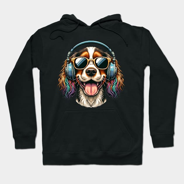 Sussex Spaniel DJ Smiling with Harmonic Tunes Hoodie by ArtRUs